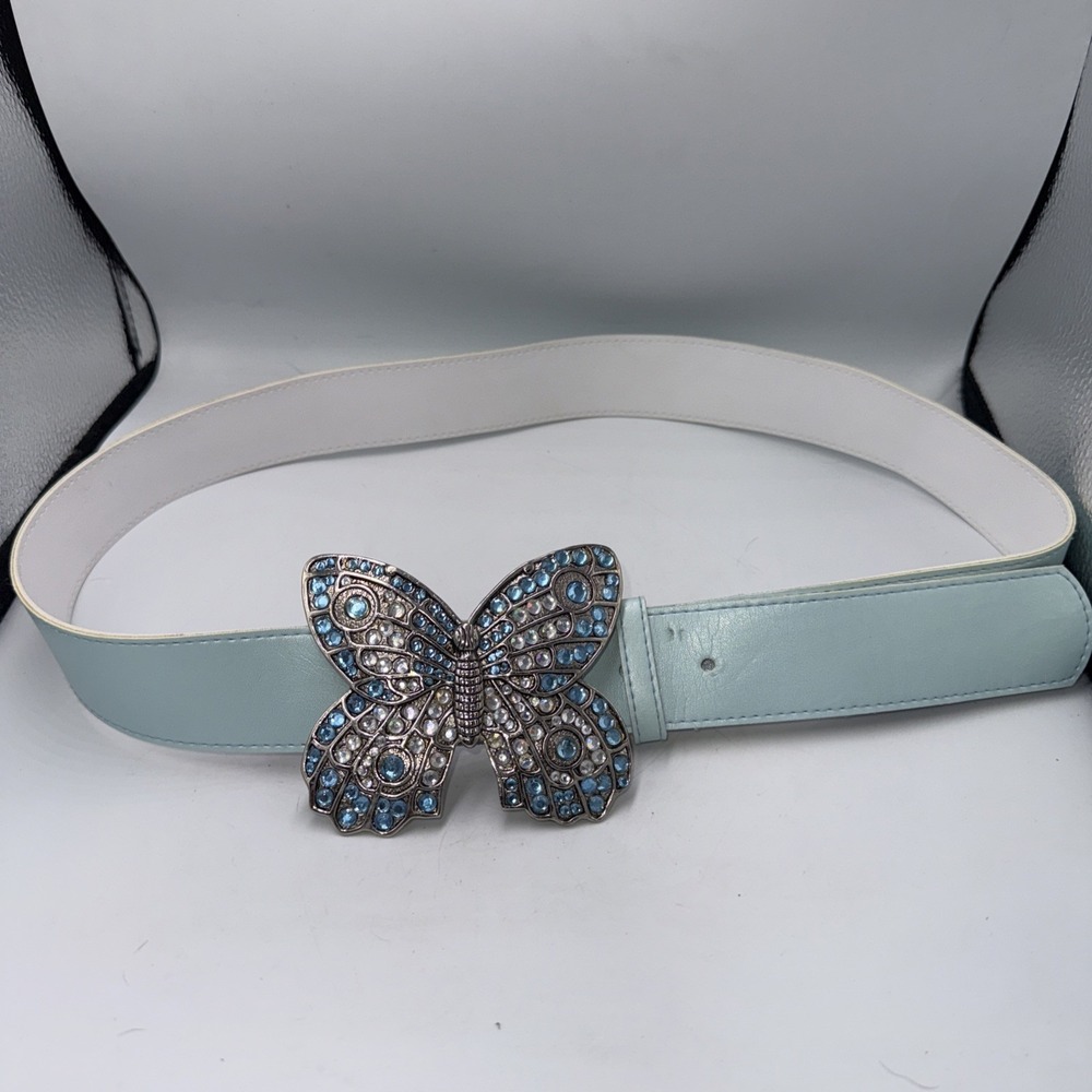 1990s vintage BUTTERFLY belt & buckle RHINESTONE western STUDDED lisa frank y2k